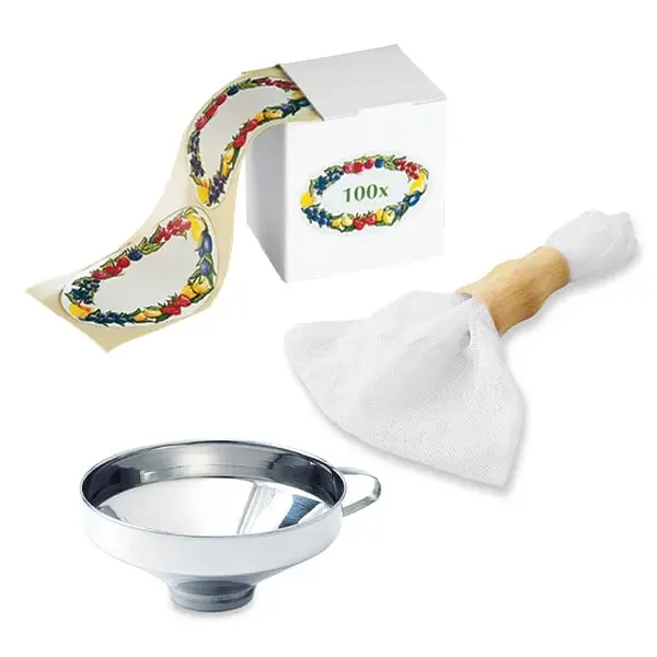 Homemade Puree & Coulis Kit – Jelly Bag, Funnel & 100 Label Pack 1