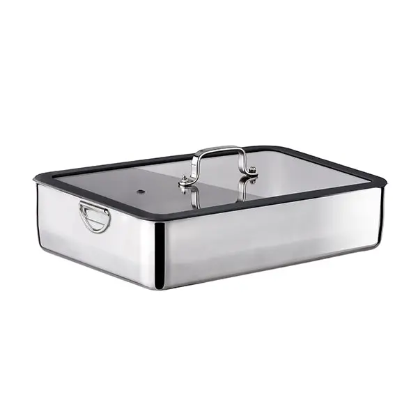 Inoxriv Stainless Steel Oven Dish With Clear Lid (36 X 25 Cm) 1