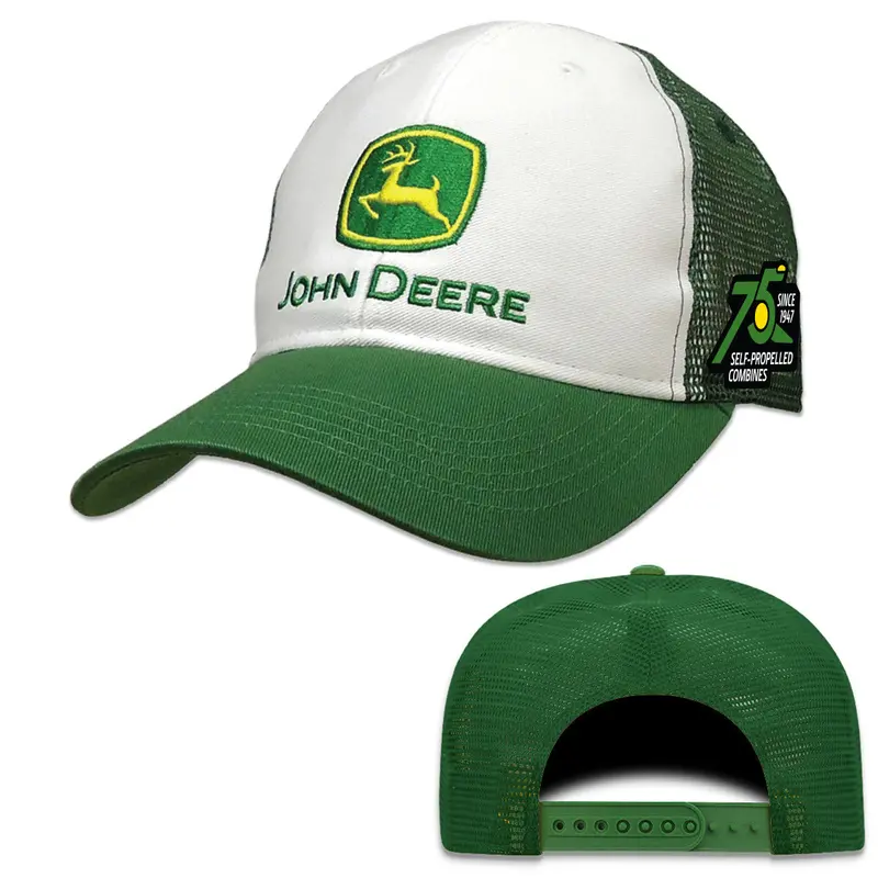 John Deere 75Th Combine Anniversary Snapback Cap – White & Green 1