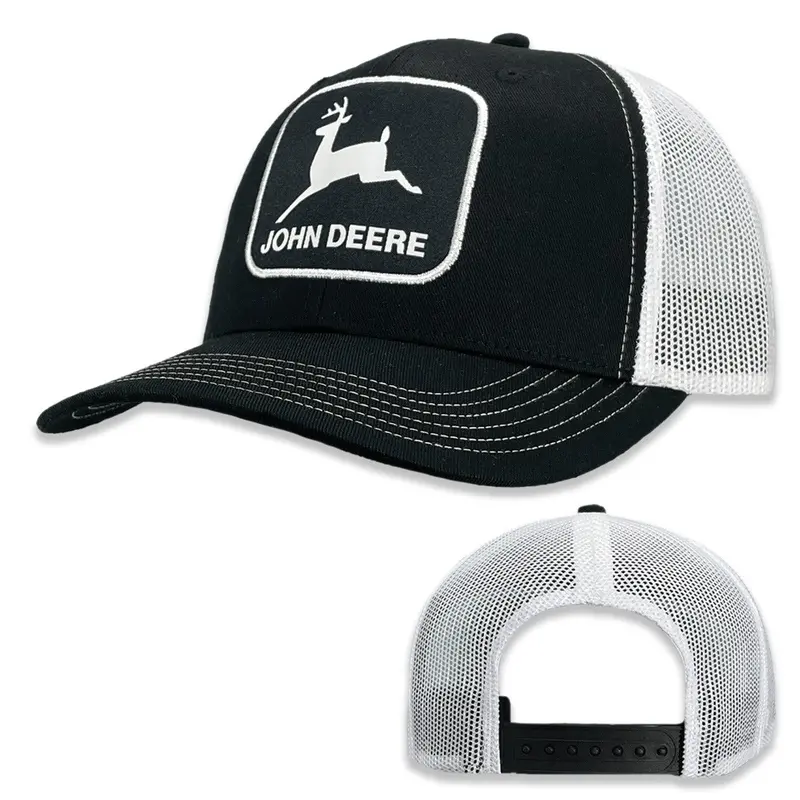 John Deere Black & White Mesh-Back Adjustable Cap 1