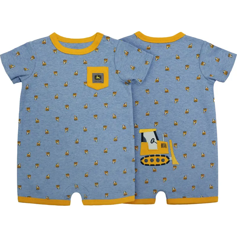 John Deere Bulldozer Footed Romper For Baby Boys 1