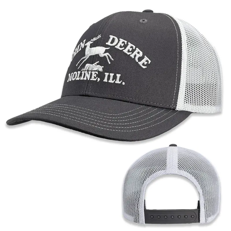 John Deere Gray-And-White Ventilated Mesh-Back Cap 1