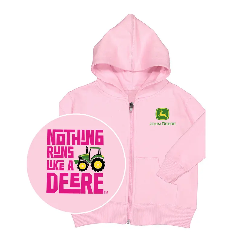 John Deere Infant Girl Hooded Sweatshirt Featuring 'Nothing Runs Like A Deere' 1
