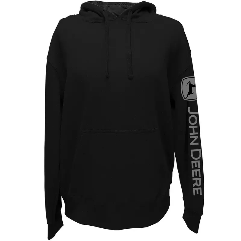John Deere Men'S Black Hoodie Featuring Sleeve Logo Design 1