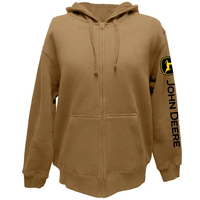 John Deere Men'S Brown Construction Full-Zip Hooded Sweatshirt 1