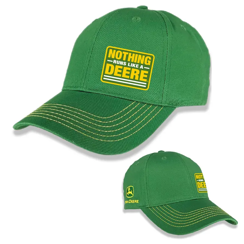 John Deere Men'S Green Twill Hat Featuring 'Nothing Runs Like A Deere' Logo 1