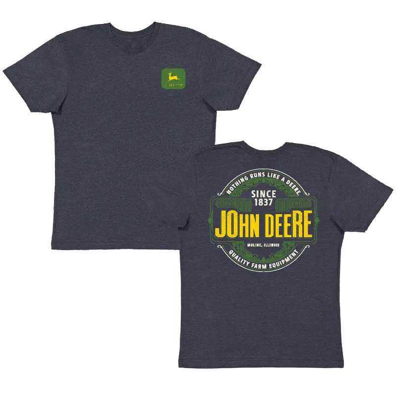 John Deere Men'S Navy Stamp Graphic T-Shirt – Bold Farm Print 1
