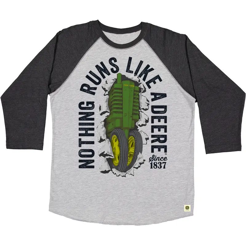 John Deere Men’S Vintage-Inspired ‘Nothing Runs Like A Deere’ Raglan Tee 1