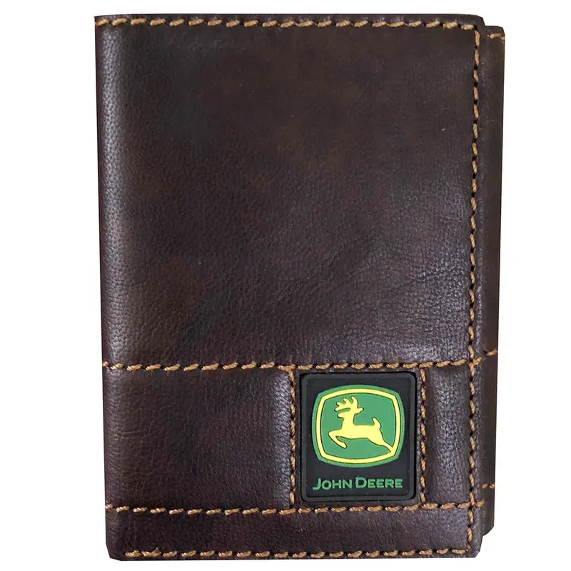 John Deere Raised-Panel Tri-Fold Leather Wallet 1