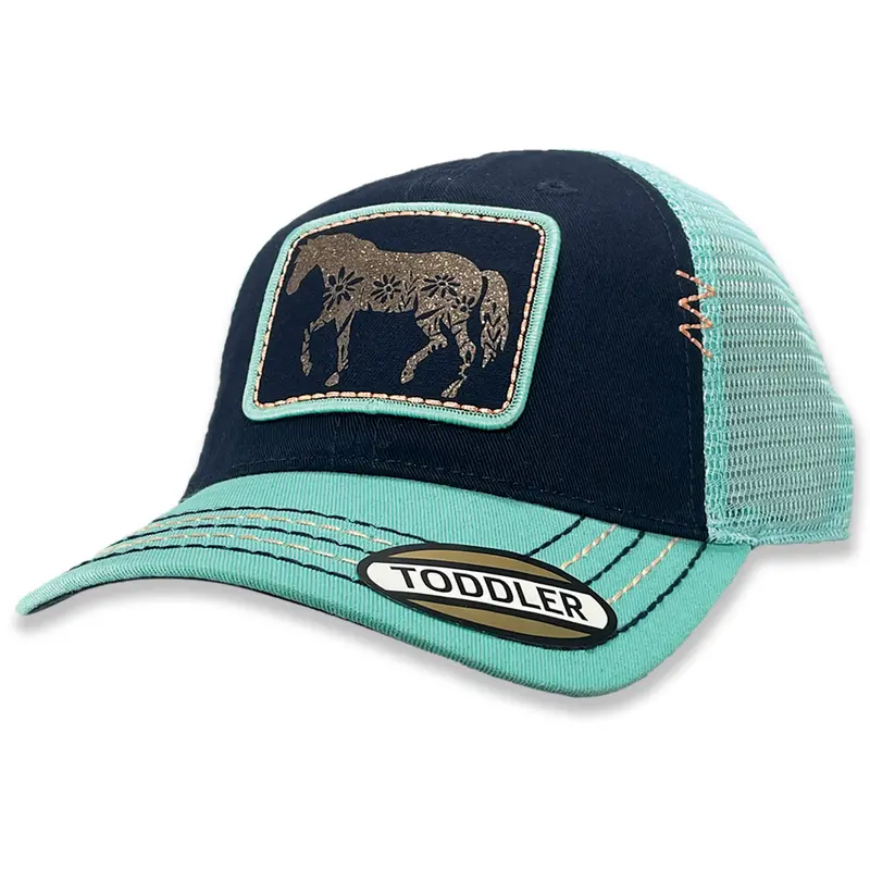 John Deere Toddler Girls' Gold Horse Mesh Baseball Cap 1