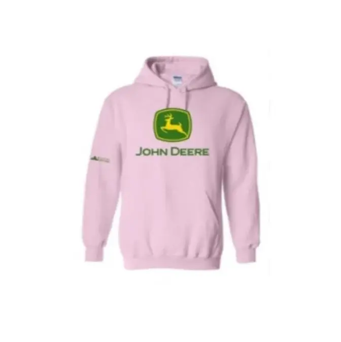 John Deere Women’S Pink Fleece Hoodie With Logo Embroidery 1