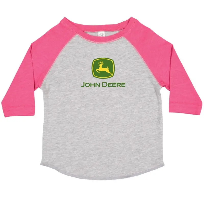 John Deere Youth Girls Pink 3/4-Sleeve T-Shirt 1