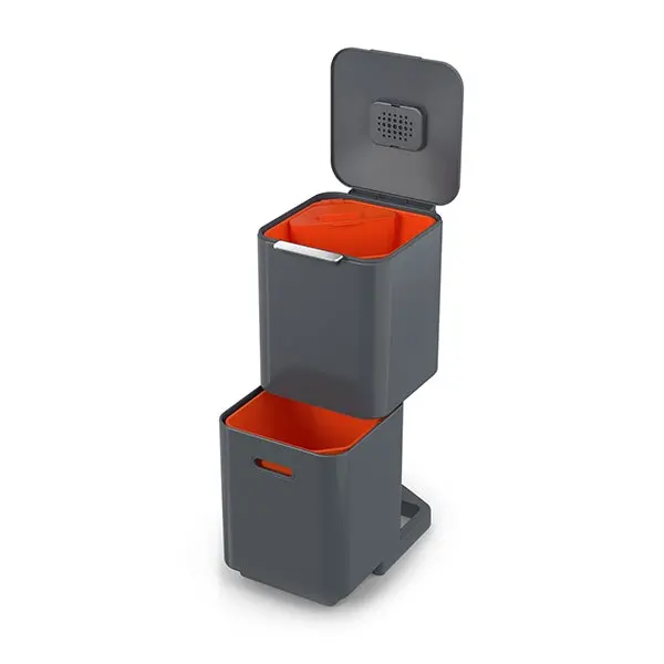 Joseph Joseph Totem Dual-Compartment Trash Can – 40 L Graphite Grey (2 × 20 L Bins) 1