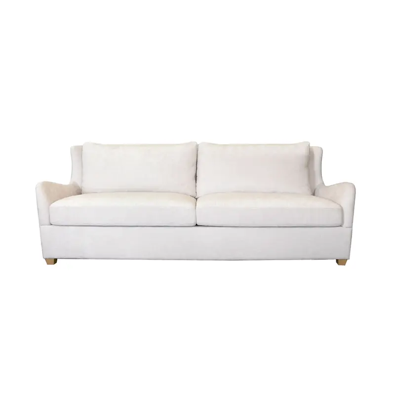 Kaleb Plain-Weave Upholstered Sofa – Ivory Fabric On Cerused Oak Legs 1