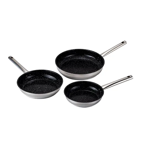 Kitchenpro Ceramic-Coated Stainless Steel Frying Pan Set – 20 Cm, 24 Cm, 28 Cm (3-Piece) 1