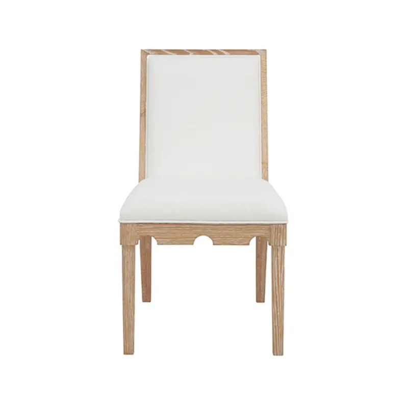 Lanister Cerused Oak Square-Back Dining Chair With White Performance Linen Upholstery 1