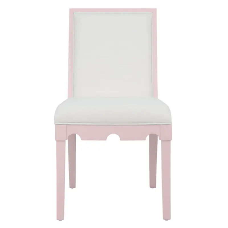 Lanister Dining Chair – Pink Lacquer Frame With Performance Linen Seat 1