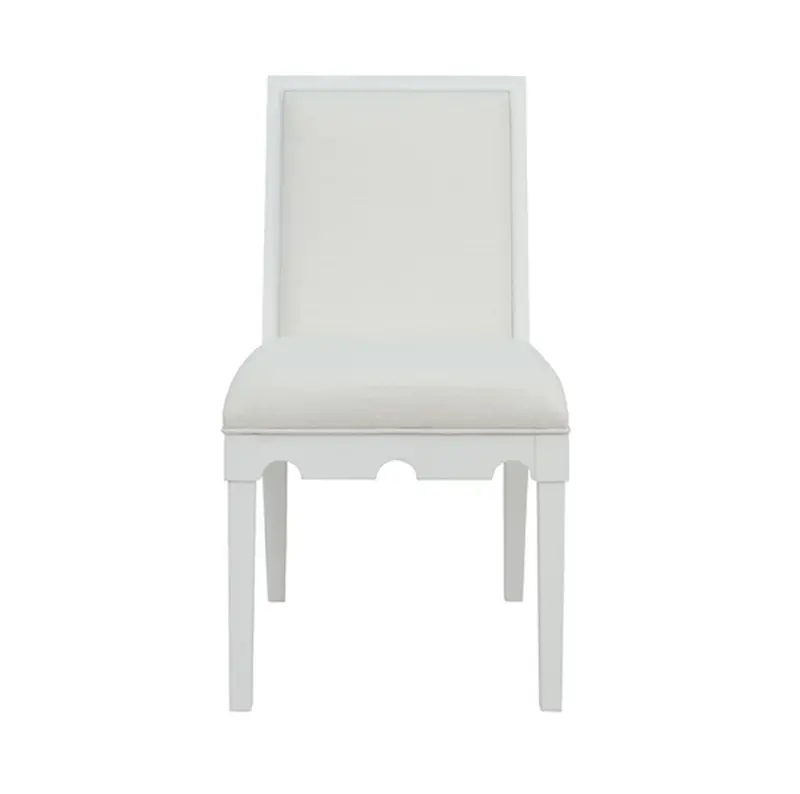 Lanister Matte White Lacquer Square-Back Dining Chair – White Performance Linen Back & Seat 1