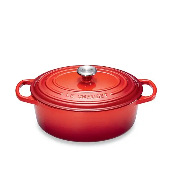 Le Creuset Cherry-Colored Oval Enamel Cast Iron Dutch Oven (29 Cm) 1