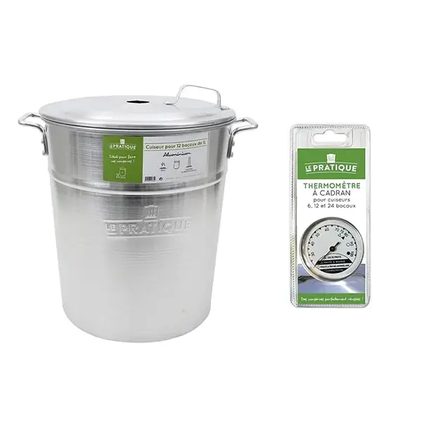 Le Pratique 40 L Pressure Canner Kit: 12 Jars + Dial Thermometer 1