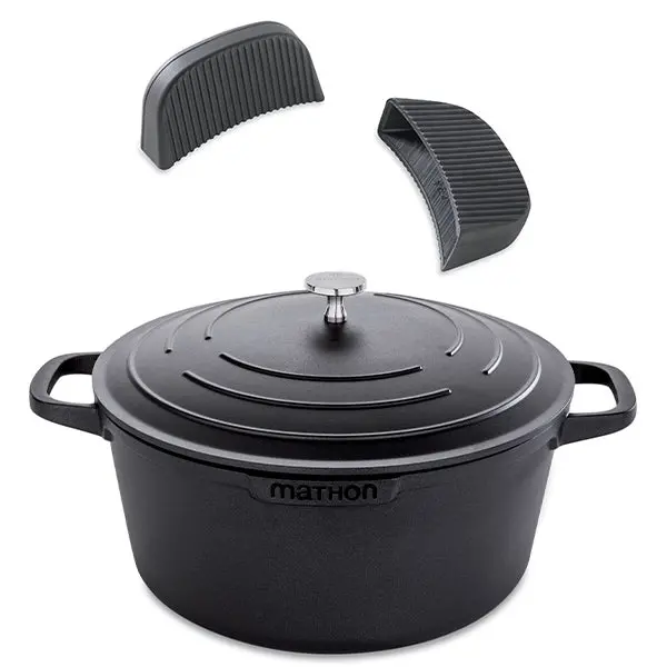 Lightweight Aluminum Cast Round Dutch Oven – 28 Cm / 6.7 L With 2 Heat-Resistant Silicone Gloves By Mathon 1