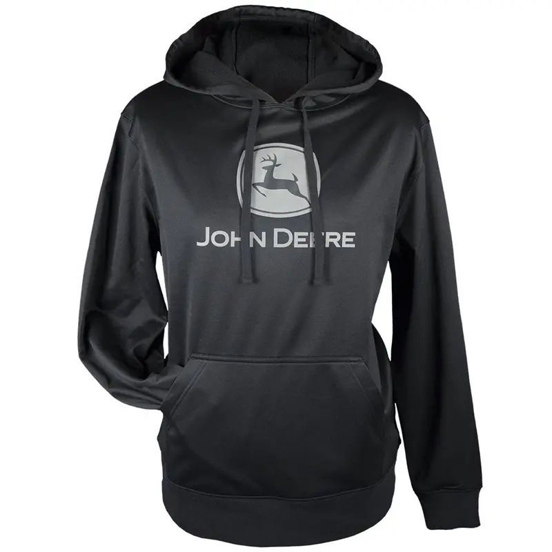Lightweight John Deere Black Polyester Hoodie For Men 1
