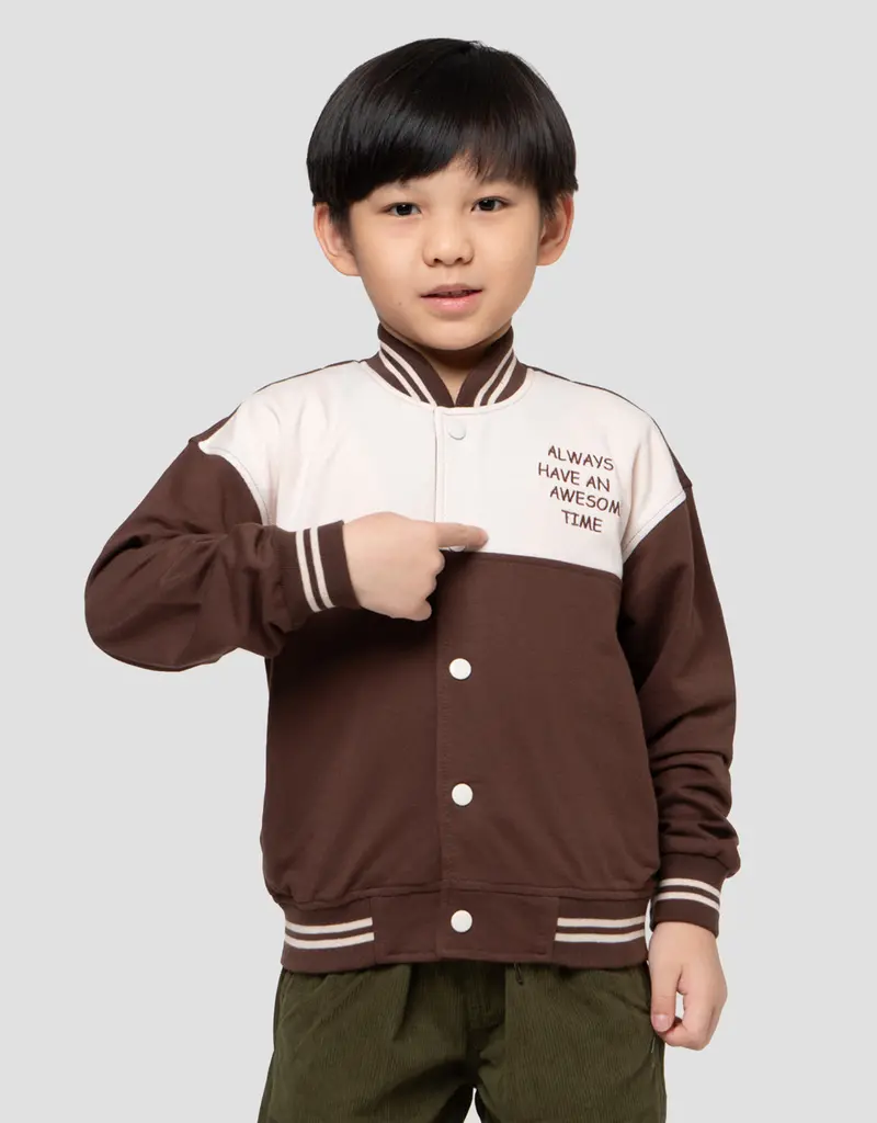 Little M Boys' Bomber Jacket With Bold Text Design 1