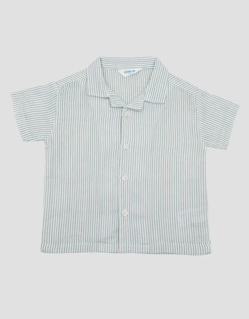 Little M Cuban Collar Double-Layer Striped Baby Shirt 1