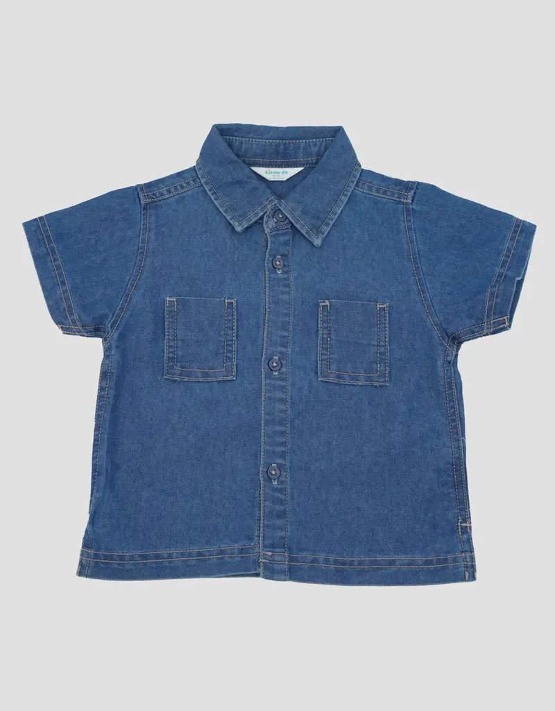 Little M Denim Baby Shirt With Functional Pockets 1