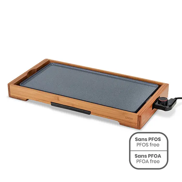 Livoo Ceramic-Coated Bamboo Electric Plancha – 2200 W (Model Doc322) 1