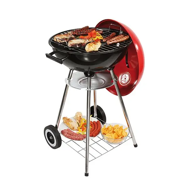 Livoo Charcoal Grill – Compact 41 Cm Round Bbq With Red Accents 1