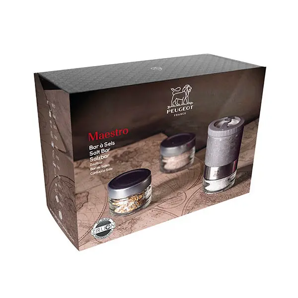 Maestro Interchangeable Salt Mill Set With 3 Specialty Salts By Peugeot 1
