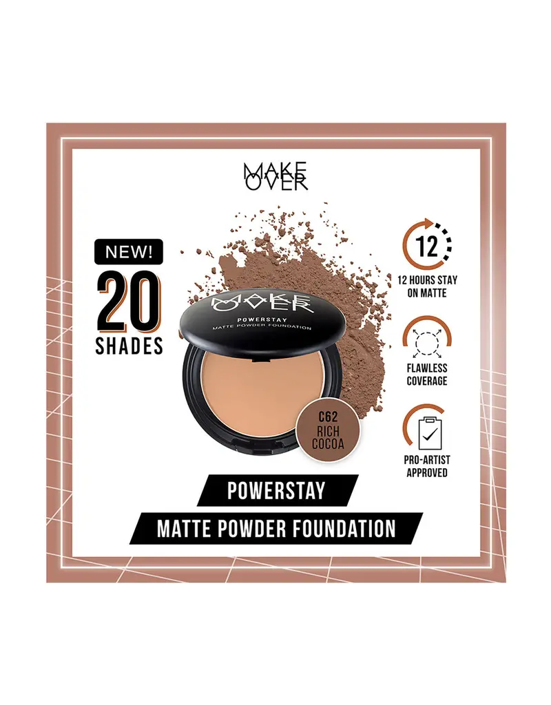 Make Over Powerstay 24H Matte Powder Foundation In Rich Cocoa Shade (C62), 10 G 1