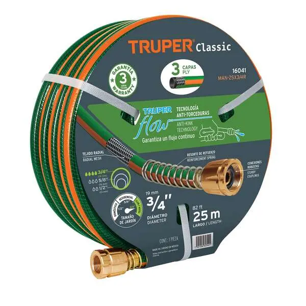 Manguera Truper De 3 Capas – 3/4″ × 25 Metros, Modelo T16041 1