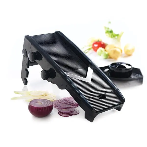 Mastrad Multi-Blade Adjustable Mandoline Slicer – Black V-Style Vegetable Rasper 1