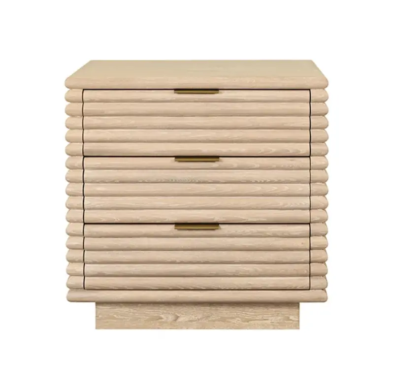 Mateo Cerused Oak Side Table With Modern Reed Accents 1