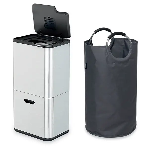 Mathon 63 L Kitchen Recycling Bin Set (3-Compartment) + 72 L Large Sorting Basket 1