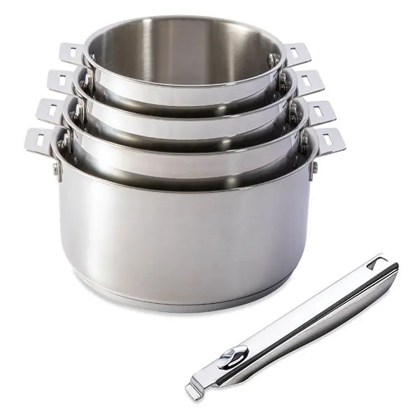 Mathon Clips’Inox 4-Piece Stainless Steel Saucepan Set (14–20 Cm) With Detachable Handles 1