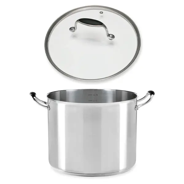 Mathon Excell’Inox Stainless Steel Stockpot (28 Cm) With Tempered Glass Lid 1
