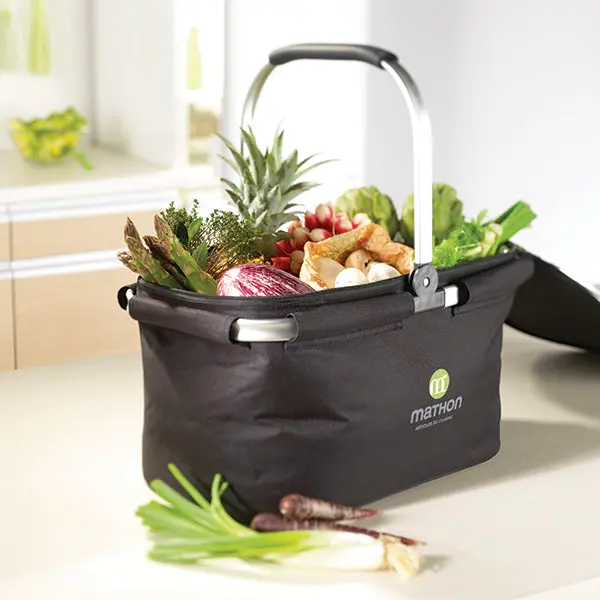 Mathon Foldable Insulated Tote Bag – Black, Collapsible With Flip Handle 1