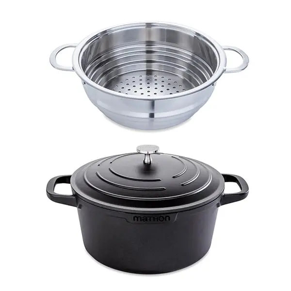 Mathon Lightweight Aluminum Dutch Oven (24 Cm / 4.5 L) With Multi-Size Steamer Basket 1