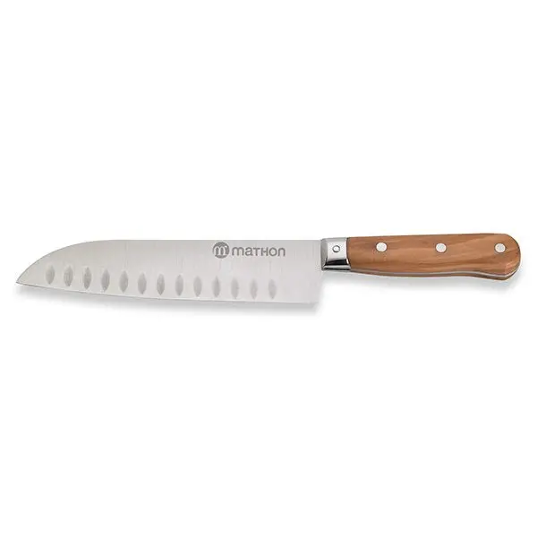 Mathon Olive Wood Santoku Knife – 17 Cm Stainless Blade 1