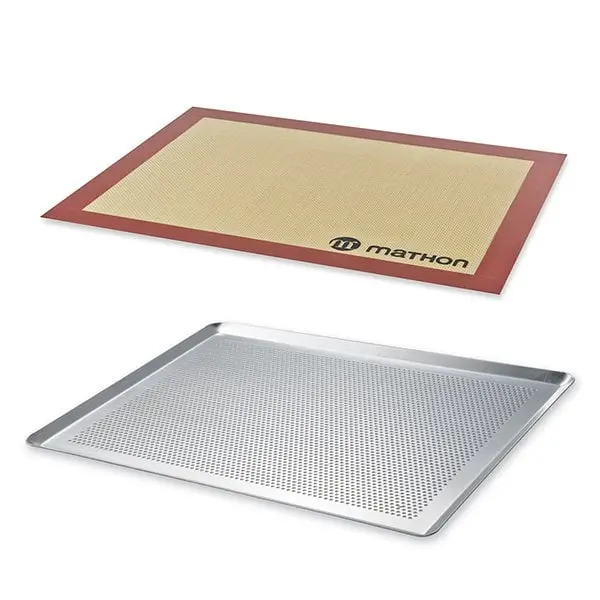 Mathon Perforated Baking Sheet (40 Cm) With Professional Silicone Baking Mat 1