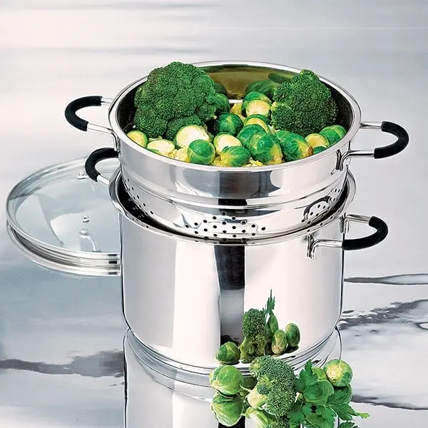Mathon Rapid Cook Stainless Steel Stockpot – 26 Cm, 8.5 L With Steamer Insert & Lid 1