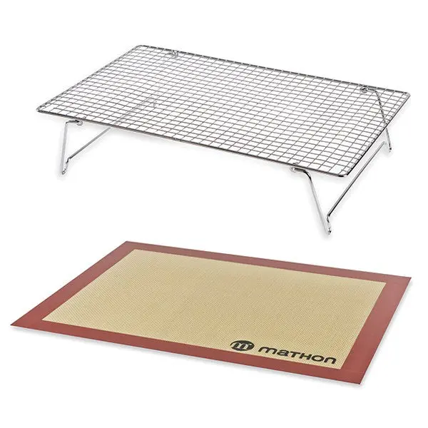 Mathon Stainless Steel Rectangular Volette Tray With Integrated Silicone Baking Mat 1