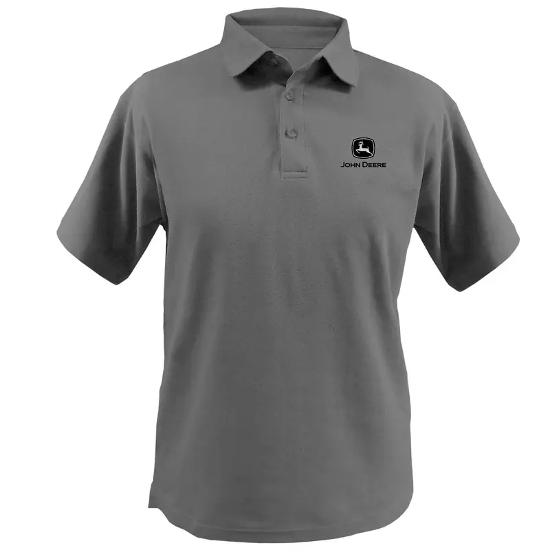 Men'S Charcoal John Deere Polo Shirt – Breathable Cotton Blend 1