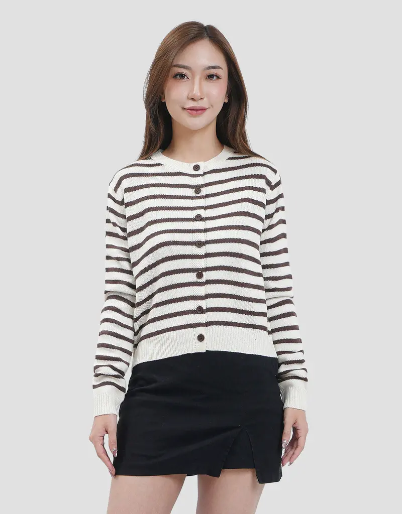 Nevada Flat Knit Stripe Women'S Cardigan 2