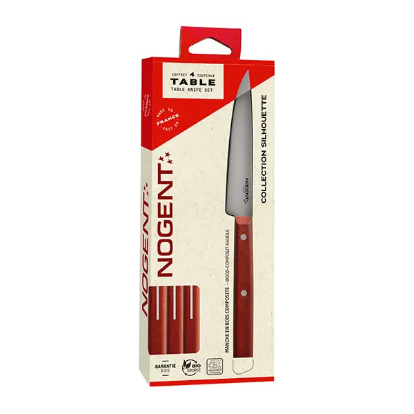 Nogent Silhouette Dinner Knife Set – 4-Piece Burgundy Stainless Steel Collection 1