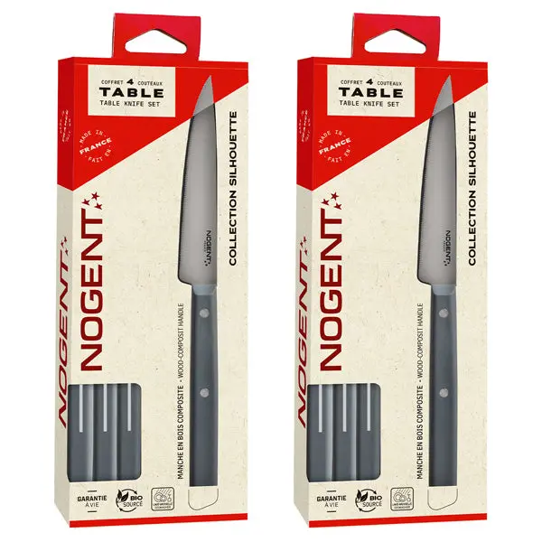 Nogent Silhouette Flatware Set – 2 X 4-Piece Table Knife Boxes (Blue-Grey) 1