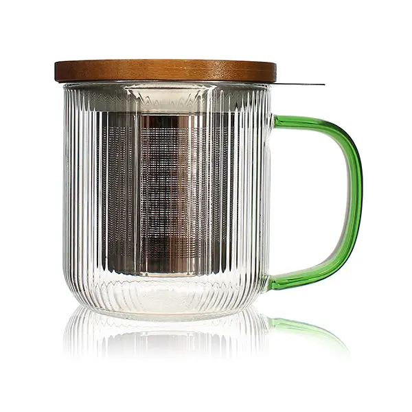 Ogo Karl Borosilicate Glass Tea Mug – 300 Ml With Green Handle & Heat-Resistant Design 1